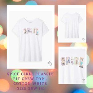SPICE GIRLS CLASSIC FIT CREW TOP - COTTON WHITE Torrid Size 4 (26)